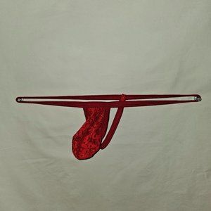 Arroyman Red Stretch Lace Rib Bulge Thong - Medium